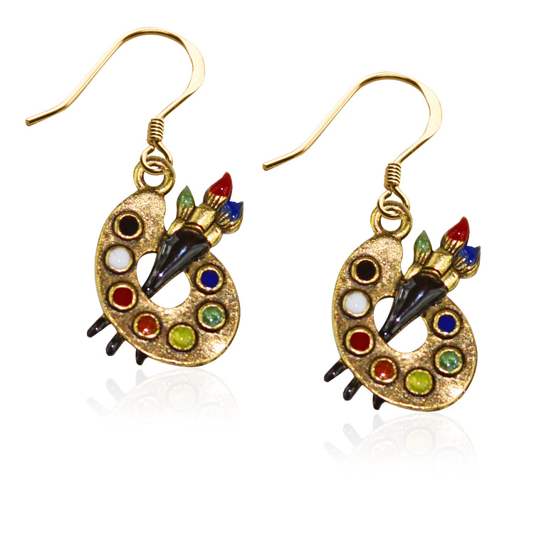 Whimsical Gifts | Artist Palette Charm Earrings in Gold Finish | Artist | | Jewelry