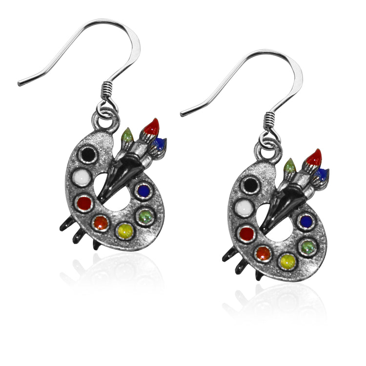 Whimsical Gifts | Artist Palette Charm Earrings in Silver Finish | Artist | | Jewelry