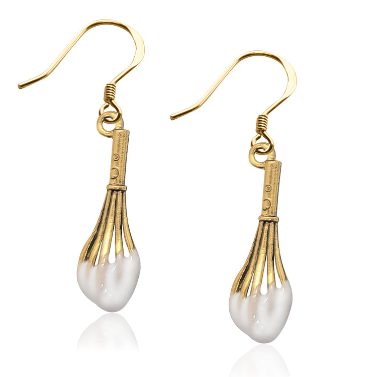 Whimsical Gifts | Whisk with Frosting Charm Earrings in Gold Finish | Hobbies & Special Interests | Chef | Cooking | Baking | Jewelry
