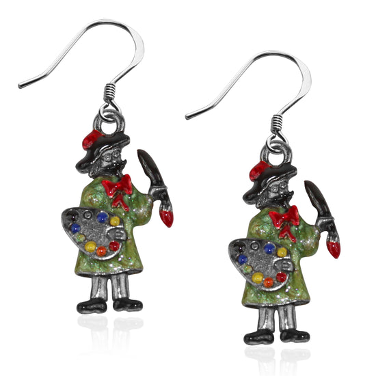 Whimsical Gifts | Artist Painter Charm Earrings in Silver Finish | Artist | | Jewelry