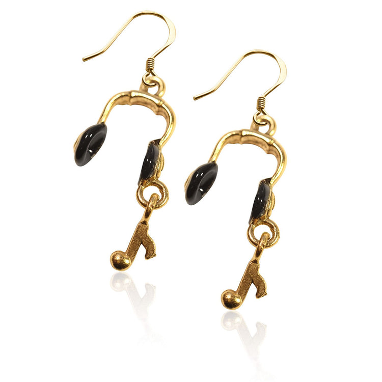 Whimsical Gifts | Headphones Charm Earrings in Gold Finish | Hobbies & Special Interests | Music | Jewelry