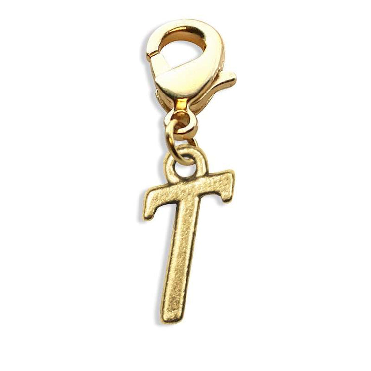 Whimsical Gifts | T Letter Charm | Antique Gold | Lobster Claw | Jewelry Accessory