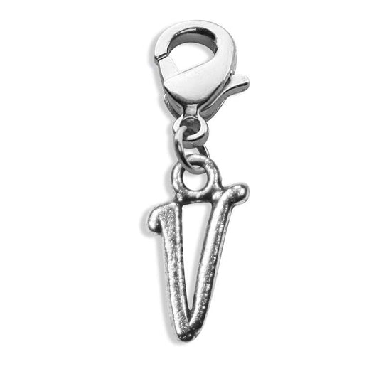 Whimsical Gifts | V Letter Charm | Antique Silver | Lobster Claw | Jewelry Accessory