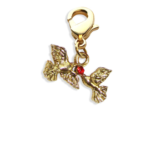 Whimsical Gifts | Love Birds Charm Dangle in Gold Finish | Holiday & Seasonal Themed | Valentine&
