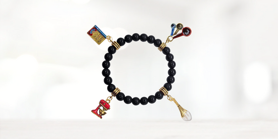 Just in! Whimsical Gifts Genuine Onyx Stretch Charm Bracelet