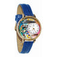 Whimsical Gifts | Artist Palette Bright and Bold 3D Watch Large Style | Handmade in USA | Artist |  | Novelty Unique Fun Miniatures Gift | Gold Finish Blue Leather Watch Band