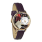 Whimsical Gifts | Book Lover 3D Watch Large Style | Handmade in USA | Hobbies & Special Interests | Arts & Performance | Novelty Unique Fun Miniatures Gift | Gold Finish Dark Purple Cordovan Leather Watch Band