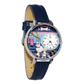Whimsical Gifts | Dog Groomer 3D Watch Large Style | Handmade in USA | Professions Themed | Pet & Animal Professions | Novelty Unique Fun Miniatures Gift | Silver Finish Blue Leather Watch Band