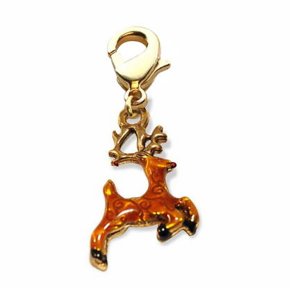 Whimsical Gifts | Red Nosed Reindeer Charm Dangle in Gold Finish | Holiday & Seasonal Themed | Christmas Charm Dangle