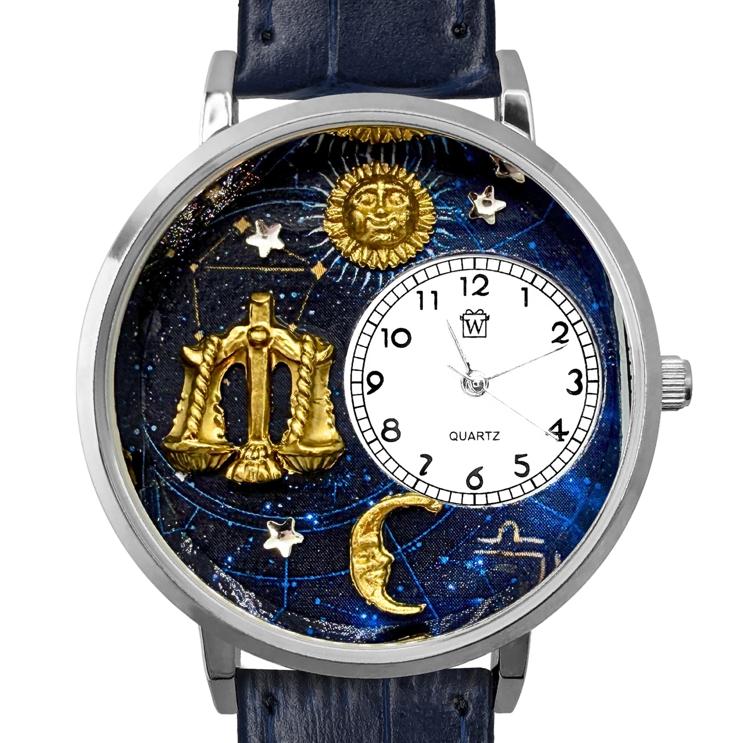 Whimsical Gifts | Libra Zodiac 3D Watch Large Style | Handmade in USA | Zodiac & Celestial |  | Novelty Unique Fun Miniatures Gift | Silver Finish 