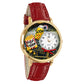 Whimsical Gifts | Movie Lover 3D Watch Large Style | Handmade in USA | Hobbies & Special Interests | Arts & Performance | Novelty Unique Fun Miniatures Gift | Gold Finish Red Leather Watch Band