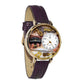 Whimsical Gifts | Music Teacher Musician 3D Watch Large Style | Handmade in USA | Professions Themed | Teacher | Novelty Unique Fun Miniatures Gift | Gold Finish Dark Purple Leather Watch Band