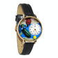 Whimsical Gifts | Pickleball 3D Watch Large Style | Handmade in USA | Hobbies & Special Interests | Sports | Novelty Unique Fun Miniatures Gift | Gold Finish Black Leather Watch Band