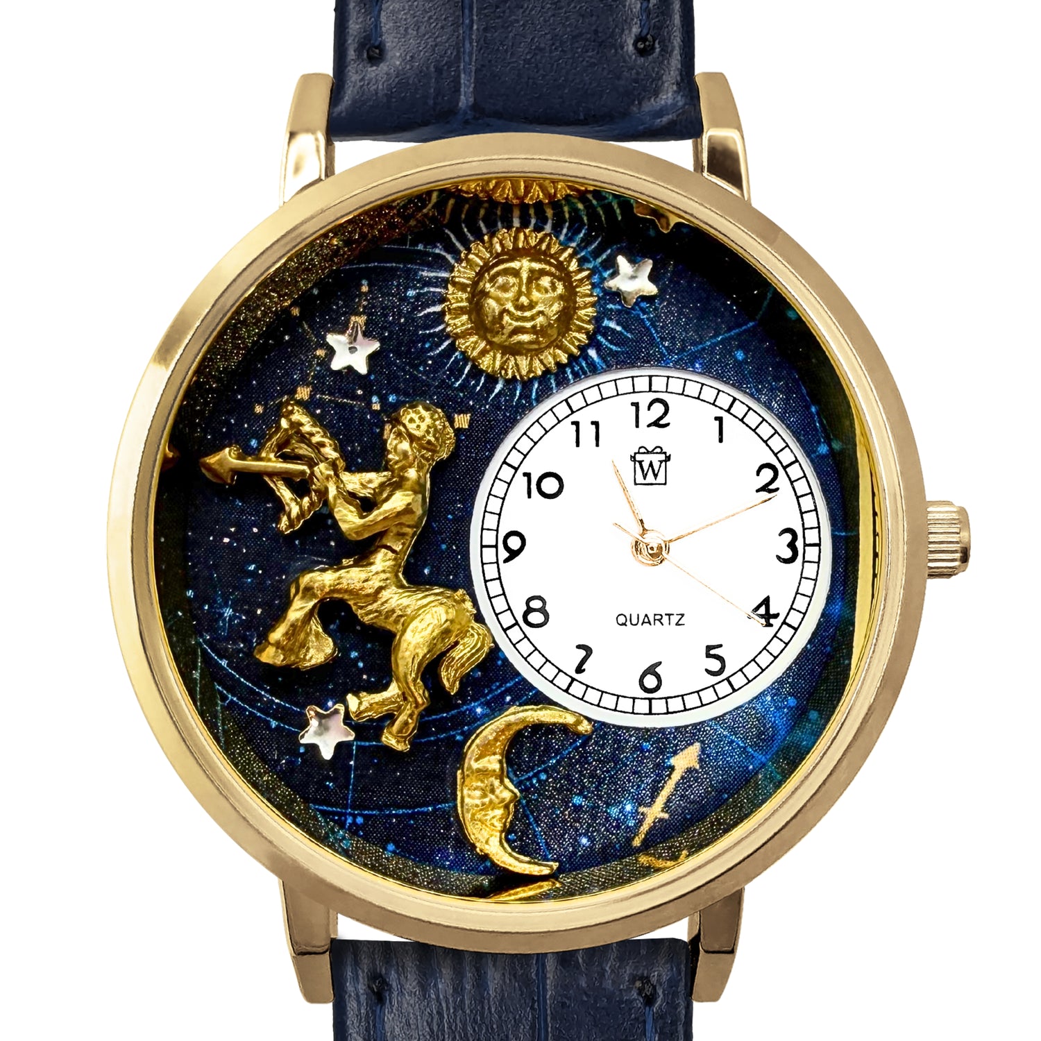 Whimsical Gifts | Sagittarius Zodiac 3D Watch Large Style | Handmade in USA | Zodiac & Celestial |  | Novelty Unique Fun Miniatures Gift | Gold Finish 