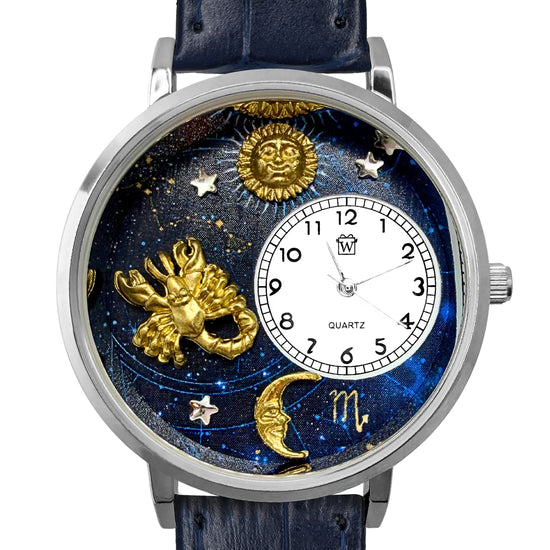 Whimsical Gifts | Scorpio Zodiac 3D Watch Large Style | Handmade in USA | Zodiac & Celestial |  | Novelty Unique Fun Miniatures Gift | Silver Finish