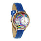 Whimsical Gifts | Unicorn 3D Watch Large Style | Handmade in USA | Fantasy & Mystical |  | Novelty Unique Fun Miniatures Gift | Gold Finish Royal Blue Leather Watch Band
