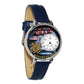 Whimsical Gifts | United States Coast Guard 3D Watch Large Style | Handmade in USA | Patriotic |  | Novelty Unique Fun Miniatures Gift | Silver Finish Navy Blue Leather Watch Band