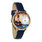 Whimsical Gifts | Sunset Lighthouse 3D Watch Large Style | Handmade in USA | Holiday & Seasonal Themed | Spring & Summer Fun | Novelty Unique Fun Miniatures Gift | Gold Finish Navy Blue Leather Watch Band