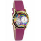 Whimsical Gifts | Unicorn 3D Watch Small Style | Handmade in USA | Fantasy & Mystical |  | Novelty Unique Fun Miniatures Gift | Gold Finish Fuschia Leather Watch Band