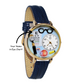 Whimsical Gifts | Personalized Optometrist | Optician 3D Watch Large Style | Handmade in USA | Professions Themed | Medical | Novelty Unique Fun Miniatures Gift | Gold Finish Navy Blue Leather Watch Band