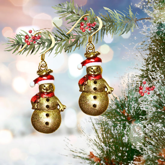 Christmas Snowman Charm Earrings