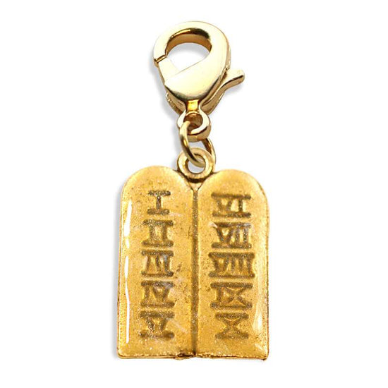 Whimsical Gifts | Ten Commandments Charm Dangle in Gold Finish | Religious & Spiritual |  Charm Dangle
