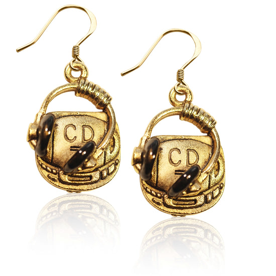 Whimsical Gifts | CD Player & Headphone Charm Earrings in Gold Finish | Hobbies & Special Interests | Music | Jewelry