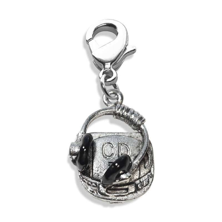 Whimsical Gifts | CD Player & Headphone Charm Dangle in Silver Finish | Hobbies & Special Interests | Music Charm Dangle