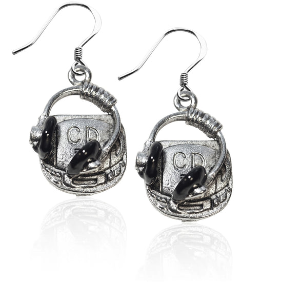Whimsical Gifts | CD Player & Headphone Charm Earrings in Silver Finish | Hobbies & Special Interests | Music | Jewelry
