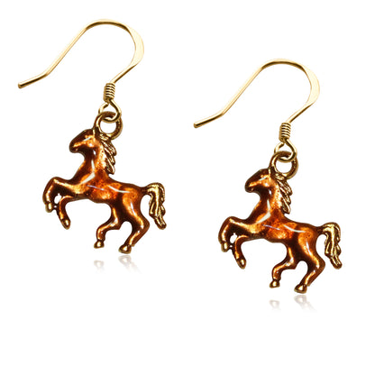 Whimsical Gifts | Horse Charm Earrings in Gold Finish | Animal Lover | Horse & Equestrian | Jewelry