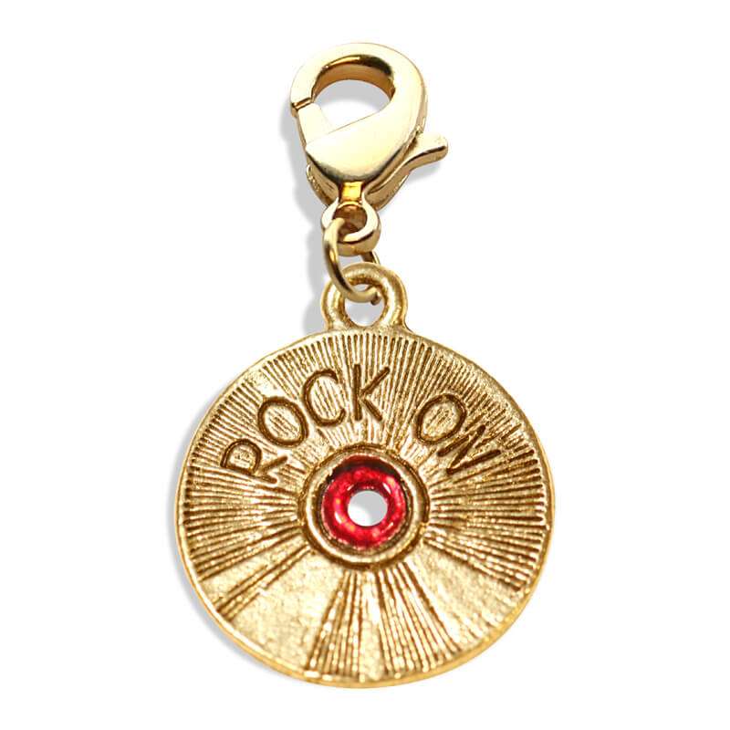 Whimsical Gifts | Rock On CD Charm Dangle in Gold Finish | Hobbies & Special Interests | Music Charm Dangle