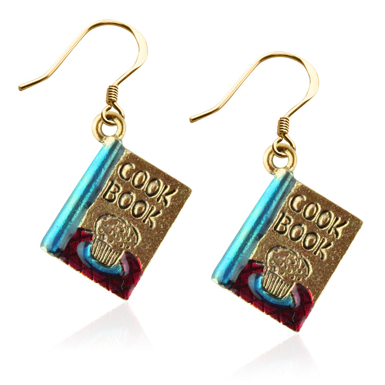 Whimsical Gifts | Cook Book Charm Earrings in Gold Finish | Hobbies & Special Interests | Chef | Cooking | Baking | Jewelry