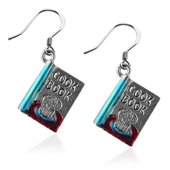 Whimsical Gifts | Cook Book Charm Earrings in Silver Finish | Hobbies & Special Interests | Chef | Cooking | Baking | Jewelry