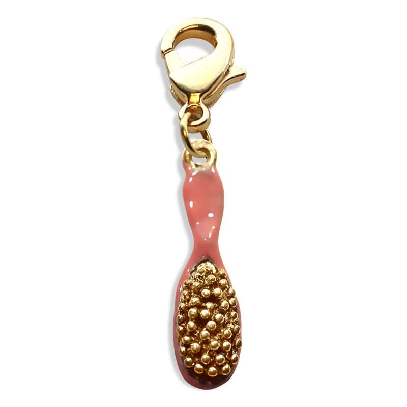 Whimsical Gifts | Hair Brush Charm Dangle in Gold Finish | Professions Themed | Salon & Spa Professions Charm Dangle