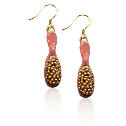 Whimsical Gifts | Hair Brush Charm Earrings in Gold Finish | Professions Themed | Salon & Spa Professions | Jewelry