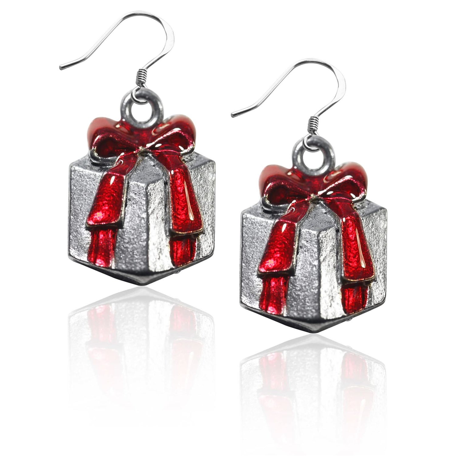 Whimsical Gifts | Christmas Present Charm Earrings in Silver Finish | Holiday & Seasonal Themed | Christmas | Jewelry