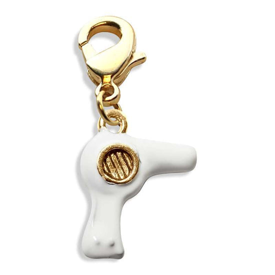 Whimsical Gifts | Hair Dryer Charm Dangle in Gold Finish | Professions Themed | Salon & Spa Professions Charm Dangle