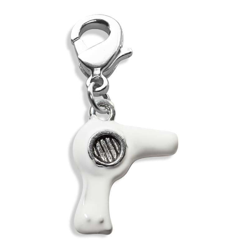 Whimsical Gifts | Hair Dryer Charm Dangle in Silver Finish | Professions Themed | Salon & Spa Professions Charm Dangle