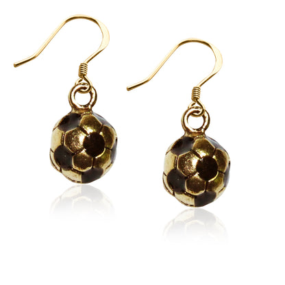 Whimsical Gifts | Soccer Ball Charm Earrings in Gold Finish | Hobbies & Special Interests | Sports | Jewelry