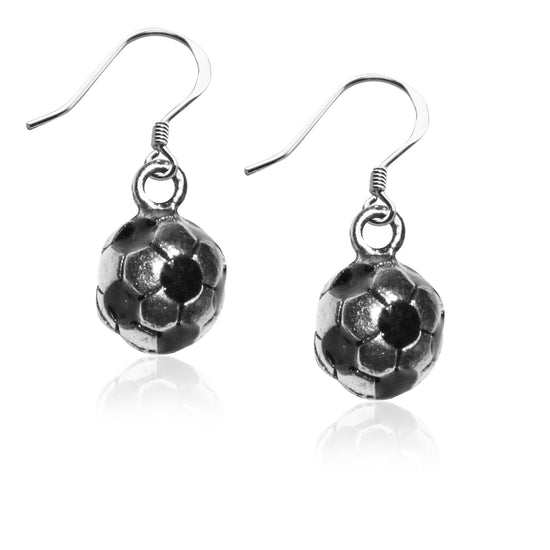 Whimsical Gifts | Soccer Ball Charm Earrings in Silver Finish | Hobbies & Special Interests | Sports | Jewelry