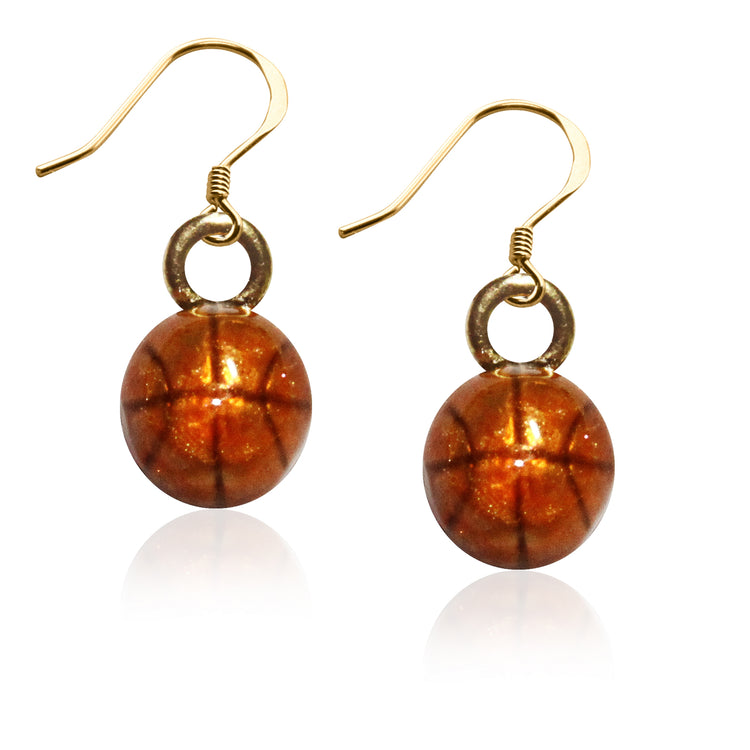 Whimsical Gifts | Basketball Charm Earrings in Gold Finish | Hobbies & Special Interests | Sports | Jewelry