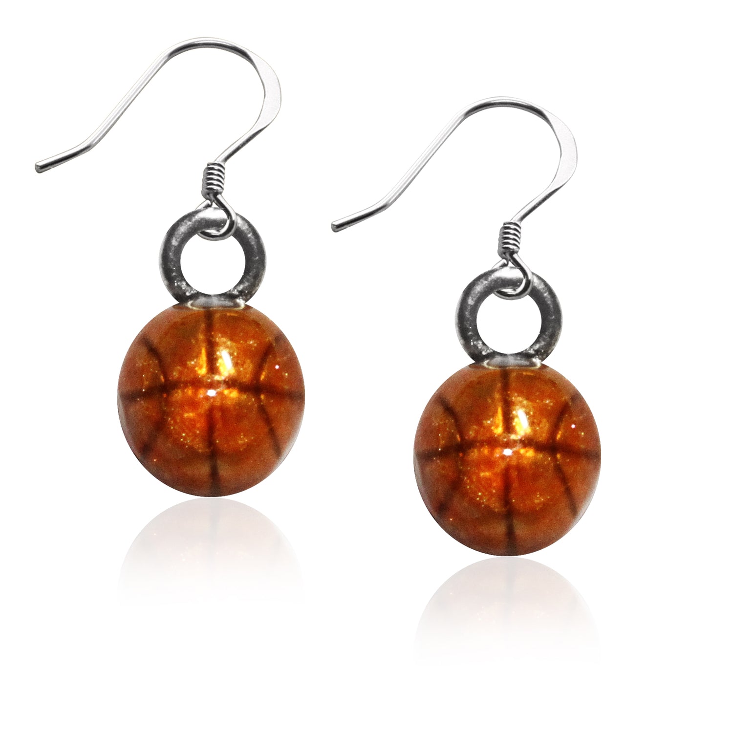 Whimsical Gifts | Basketball Charm Earrings in Silver Finish | Hobbies & Special Interests | Sports | Jewelry
