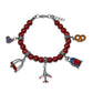 Whimsical Gifts | Flight Attendant Charm Bracelet | Red Glass Beaded Bracelet in Antique Silver Finish | Professions Themed | Flight Attendant | Traveler Jewelry