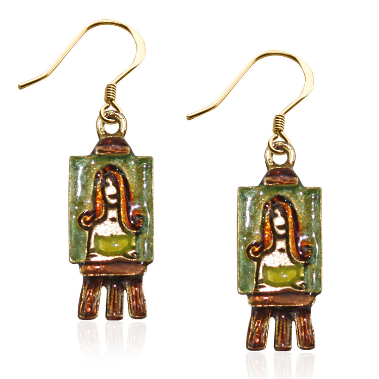 Whimsical Gifts | Artist Easel and Picture Charm Earrings in Gold Finish | Artist |  | Jewelry
