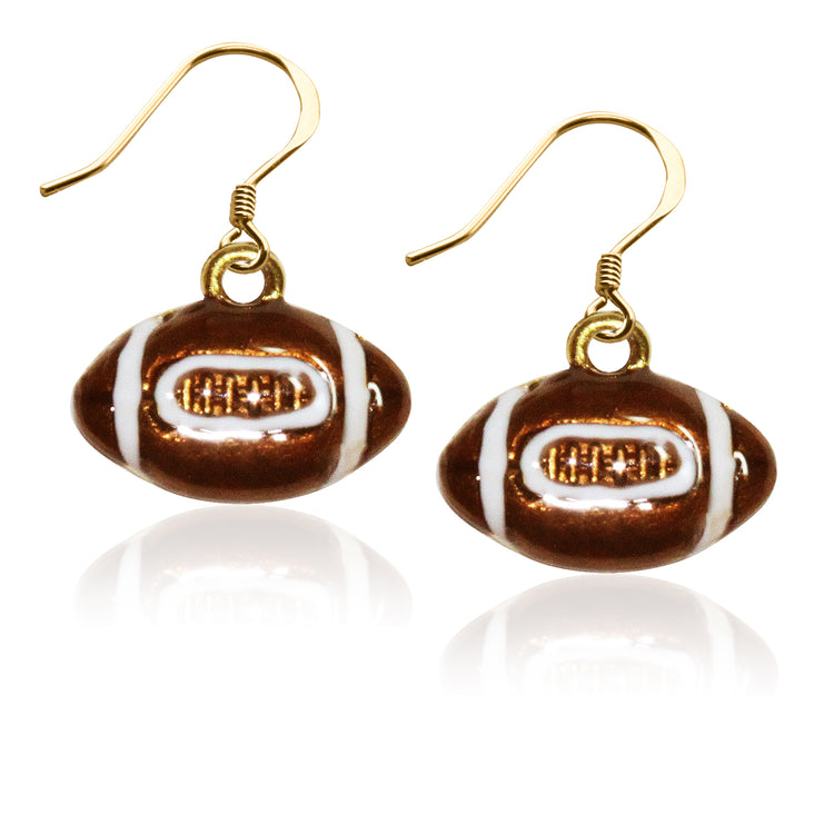Whimsical Gifts | Football Charm Earrings in Gold Finish | Hobbies & Special Interests | Sports | Jewelry