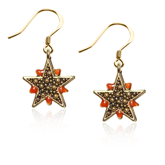 Whimsical Gifts | Astrology Granulated Star Charm Earrings in Gold Finish | Zodiac & Celestial |  | Jewelry