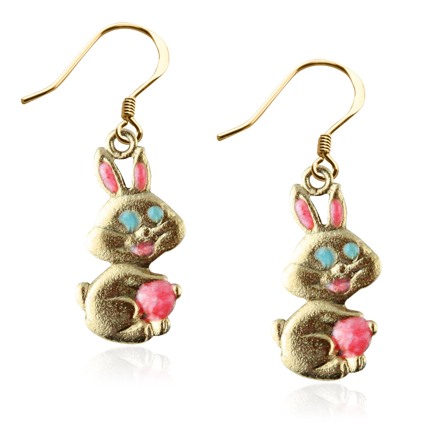 Whimsical Gifts | Easter Bunny Charm Earrings in Gold Finish | Holiday & Seasonal Themed | Easter | Jewelry