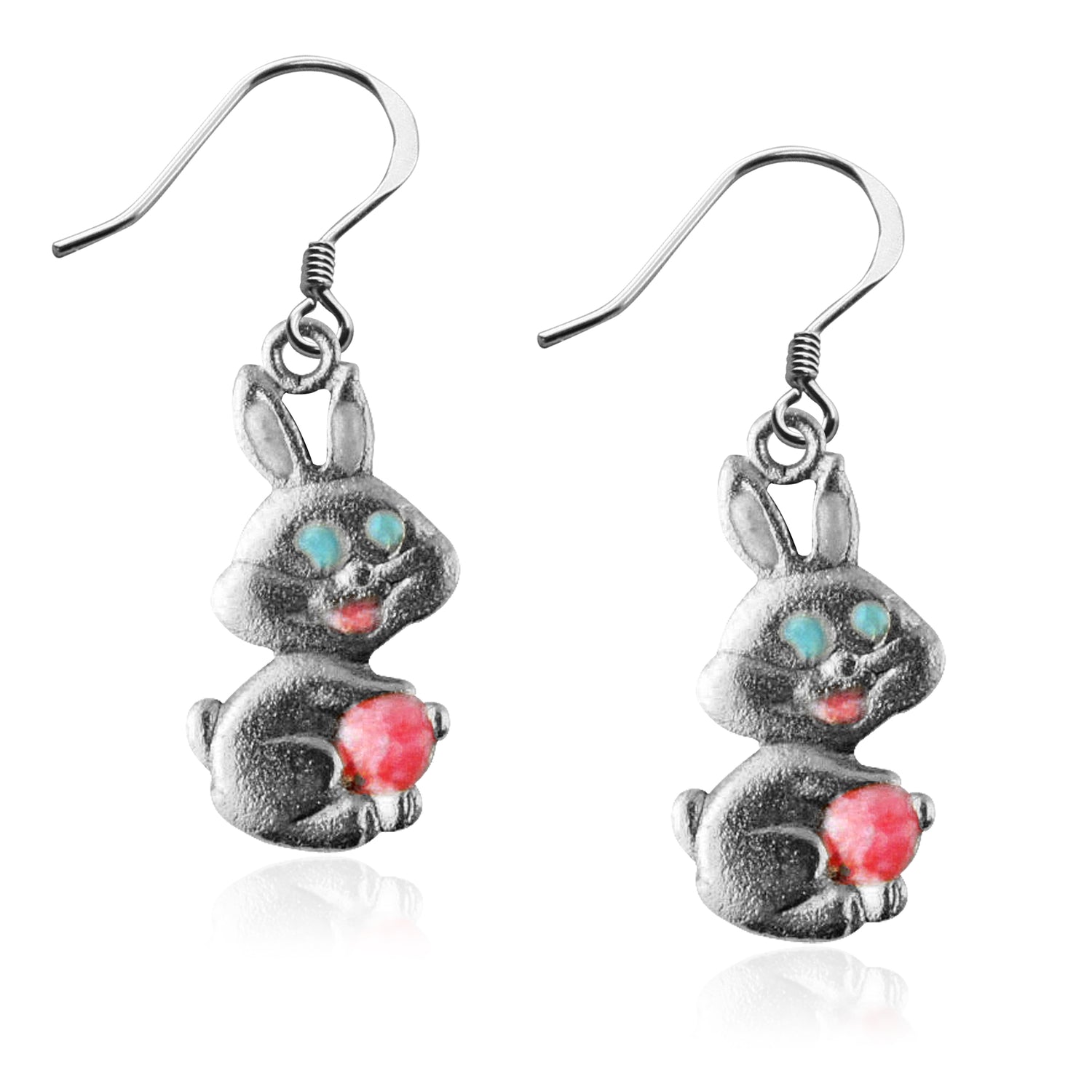 Whimsical Gifts | Easter Bunny Charm Earrings in Silver Finish | Holiday & Seasonal Themed | Easter | Jewelry