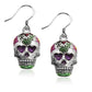 Whimsical Gifts | Day of the Dead | Dia De Los Muertos | Skull Charm Earrings in Silver Finish | Holiday & Seasonal Themed | Other Holidays | Jewelry