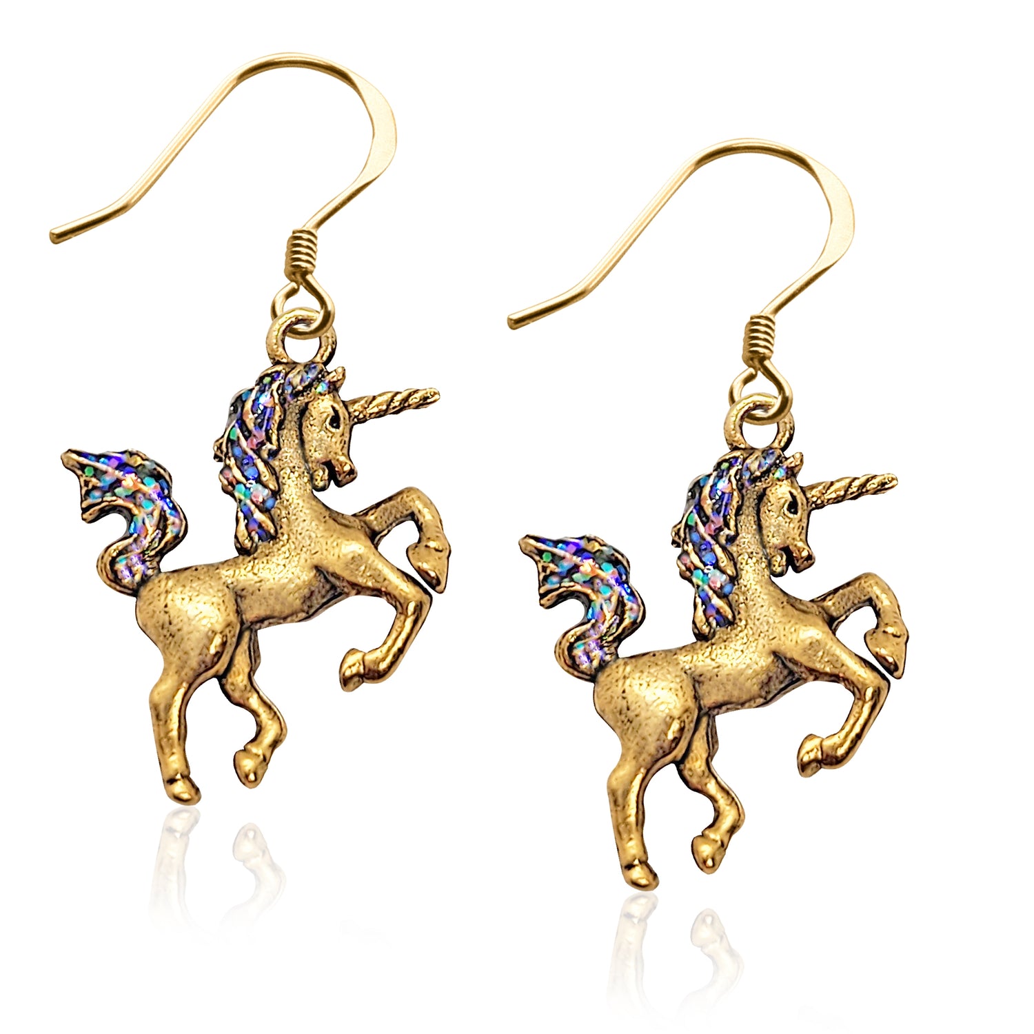 Whimsical Gifts | Unicorn Charm Earrings in Gold Finish | Youth Themed |  | Jewelry